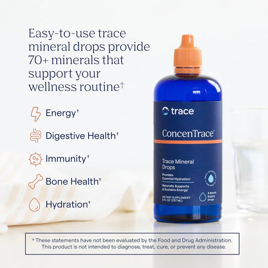 Trace Mineral Drops - 1-3 Month Supply - Hydrating & Energy Supplement - Edible Liquid - Healthcare & Dietary Use